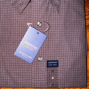 Arrow Men's Maroon Plaid Button Down Shirt